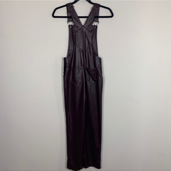 Lulus Modern Charm Vegan Leather Overalls Plum Purple Sz XS - Picture 10 of 15